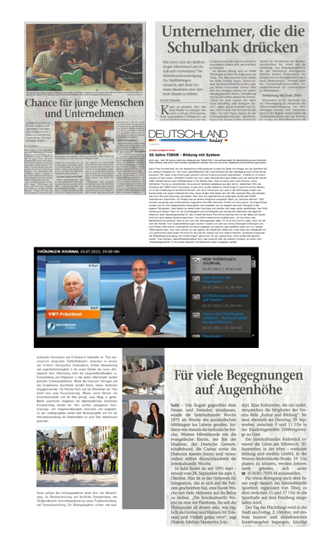 Pressestimmen zur Arbeit der TIBOR GmbH